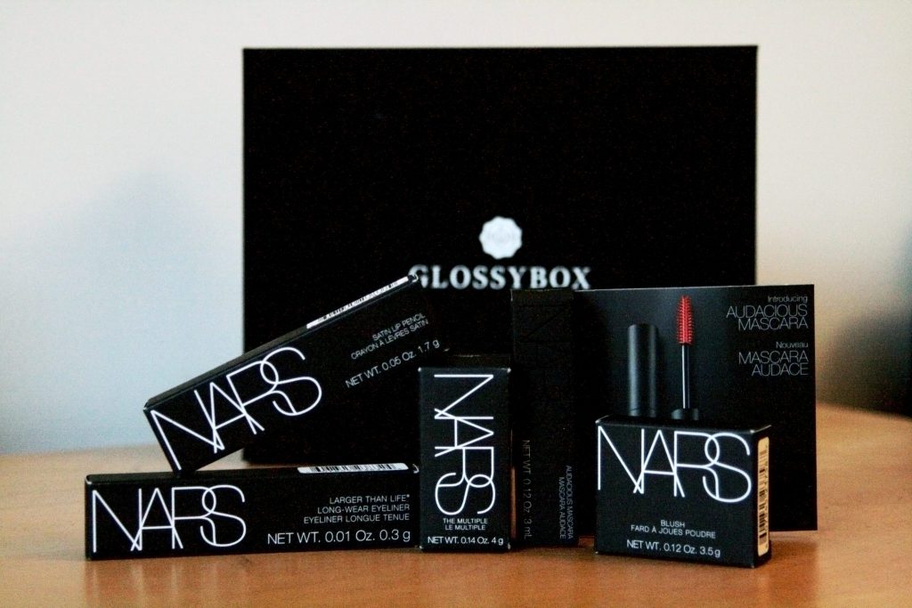 Manchester based fashion and lifestyle blog. Nars x Glossybox review. The Multi stick, Orgasm blush, audacious mascara, black moon eyeliner, Rikugien satin lip pencil.