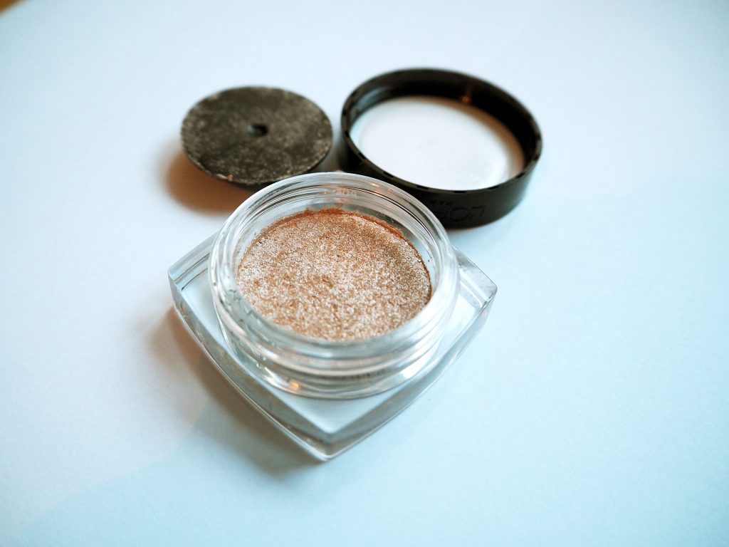 Becca x Jaclyn Hill Champagne Pop Dupe - L'Oreal Infallible eyeshadow in Hourglass Beige