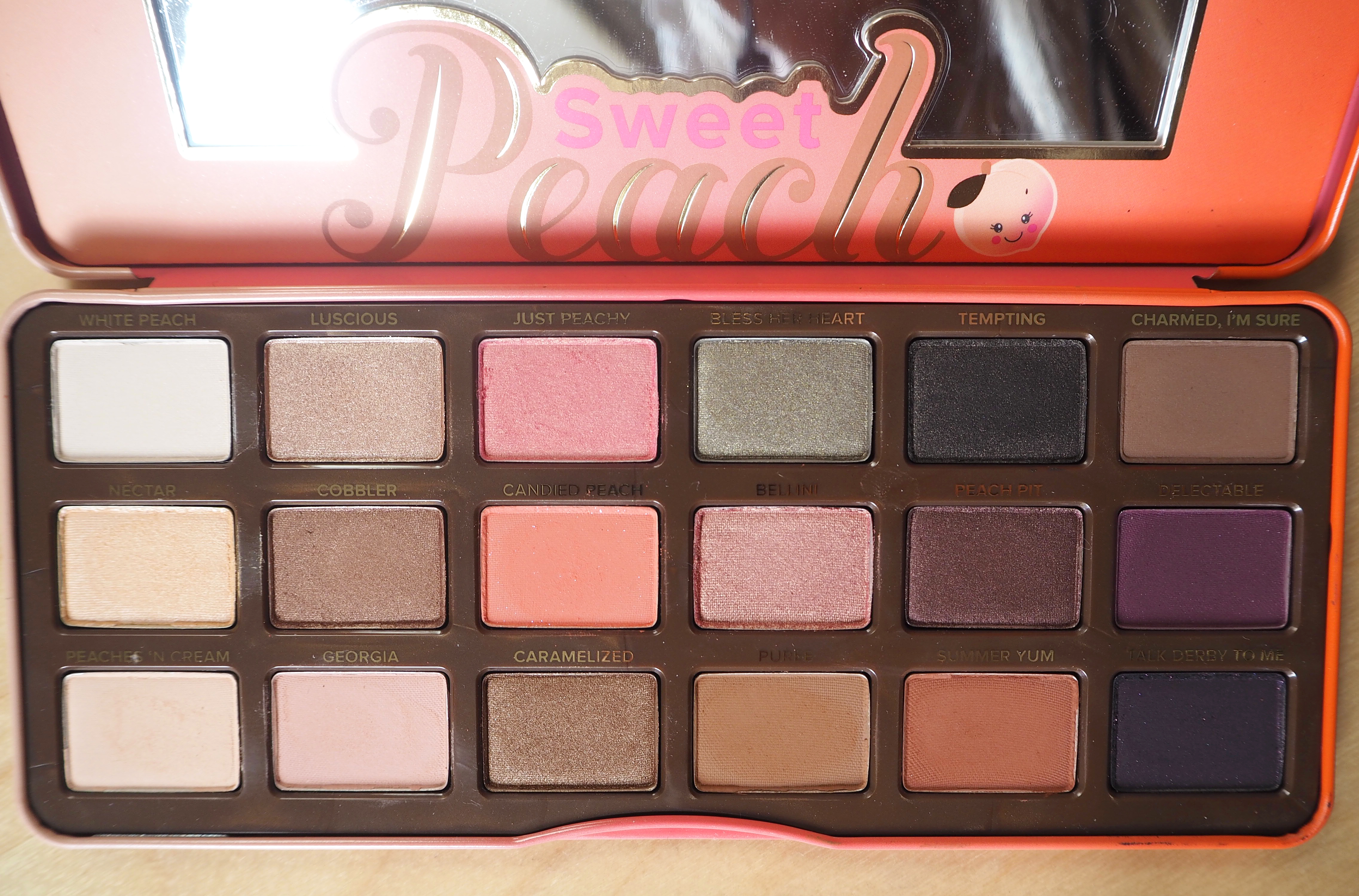 Too Faced Sweet Peach Palette Swatches and Review