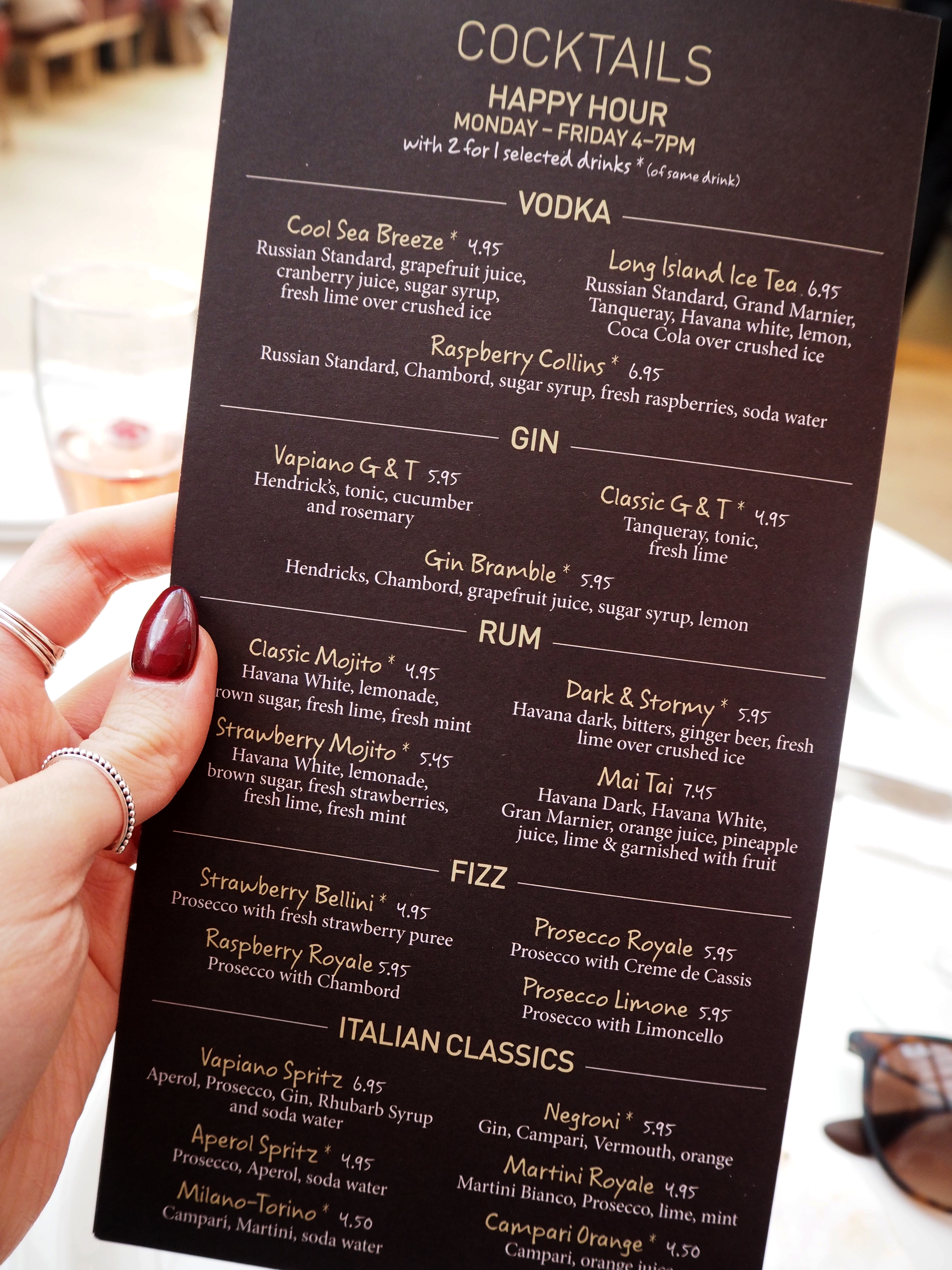 Vapiano UK new cocktail menu launch - Manchester event & review