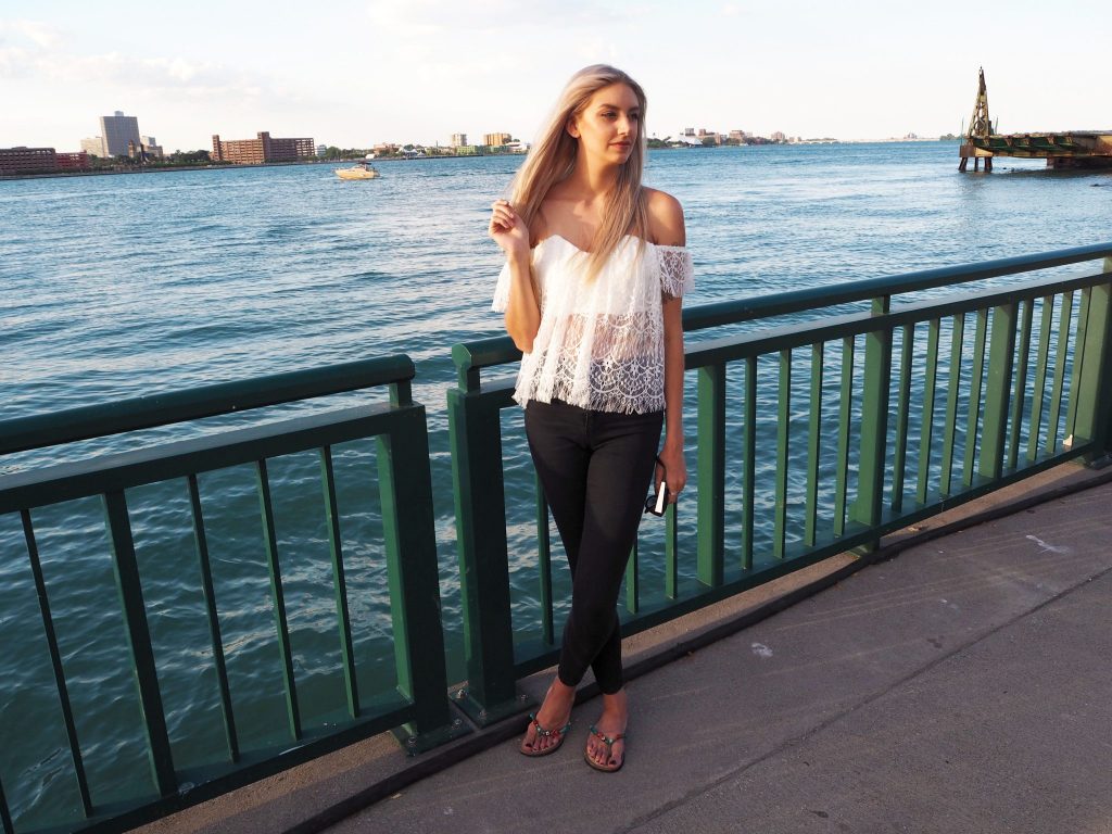 Manchester based lifestyle blogger laura kate lucas - outfit post featuring boohoo lace bardot top