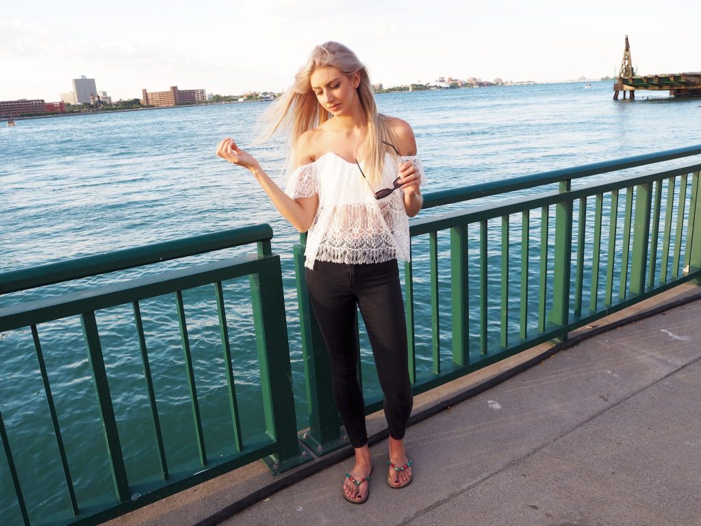 Manchester based lifestyle blogger laura kate lucas - outfit post featuring boohoo lace bardot top