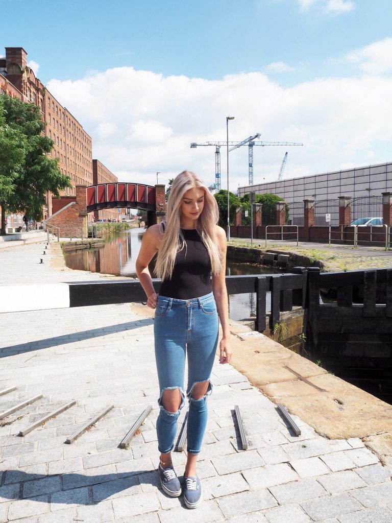 Manchester fashion blogger outfit post - Lasula Jeans and Topshop Bodysuit