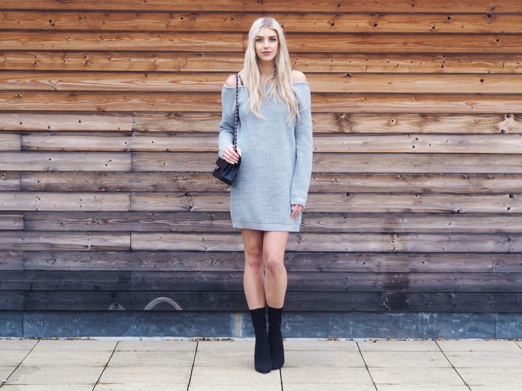 Laura Kate Lucas - Manchester based Fashion and Lifestyle Blogger | Outfit Blog Post featuring Misguided Jumper Dress, Public Desire Boots, Chanel Classic Flap