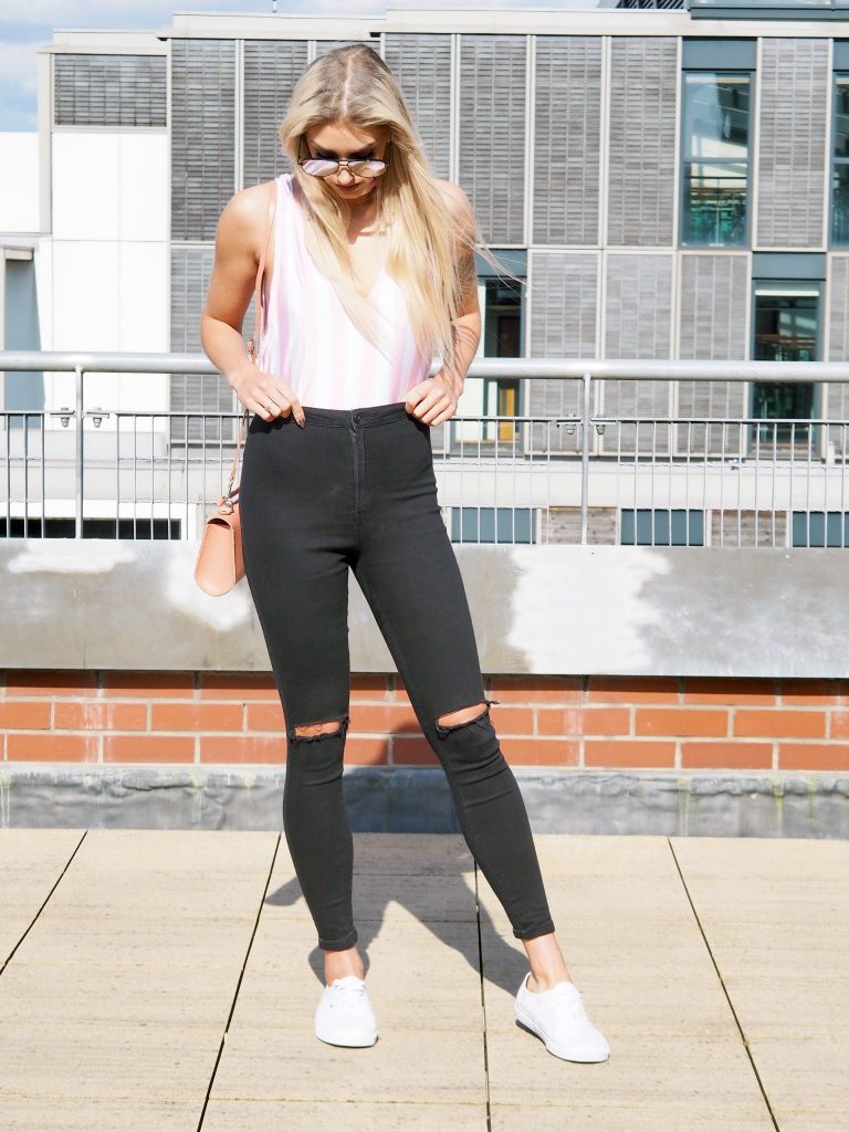 Laura Kate Lucas - Manchester fashioned Lifestyle Blogger | To Save Outfit Post - Candy Stripes Bodysuit and Ripped Jeans