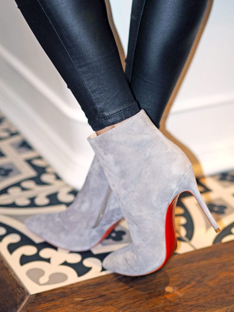 Laura Kate Lucas - Manchester Fashion, Lifestyle and Fitness Blogger | Red Sole Grey Suede Boots - Cari's Closet Outfit