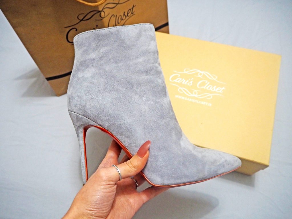 Laura Kate Lucas - Manchester Fashion, Lifestyle and Fitness Blogger | Red Sole Grey Suede Boots - Cari's Closet Outfit