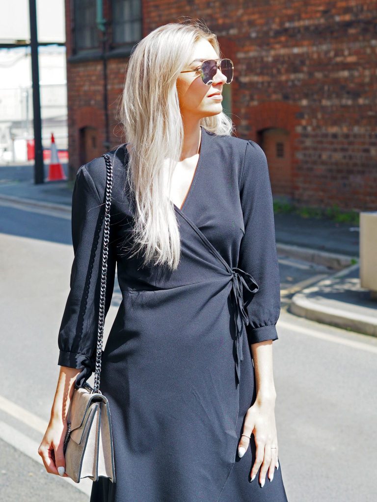 Laura Kate Lucas - Manchester Fashion, Lifestyle and Travel Blogger | She Is Rebel Black Wrap Dress Outfit
